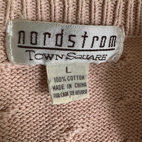 VTG Nordstrom Sweater Vest WMNS Large Pink V-Neck Sleeveless 100% Cotton Preppy - Picture 5 of 6